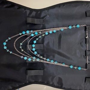 Blue beaded layered necklace